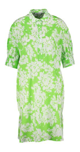 Groene katoenen hemdjurk met witte print Rosso35