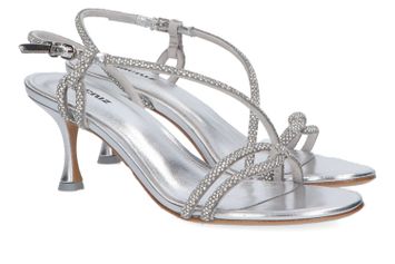 Zilverkleurige sandalen met trechterhak Lola Cruz