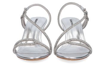 Zilverkleurige sandalen met trechterhak Lola Cruz