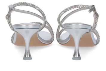 Zilverkleurige sandalen met trechterhak Lola Cruz