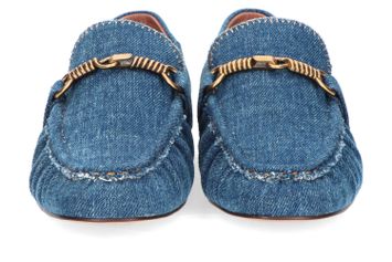 Jeansblauwe instappers met goudkleurig detail Bibi Lou