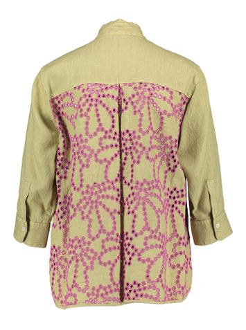 Groene linnen blouse met broderie detail Rosso 
