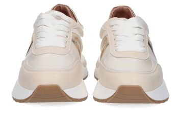 Beige sneakers met goudkleurige details en dikke zool Alexander Smith