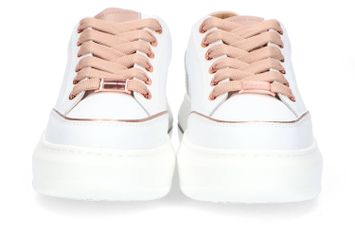 Witte lederen lage sneaker met rose gouden details Lancaster Woman Alexander Smith