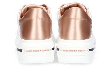Witte lederen lage sneaker met rose gouden details Lancaster Woman Alexander Smith