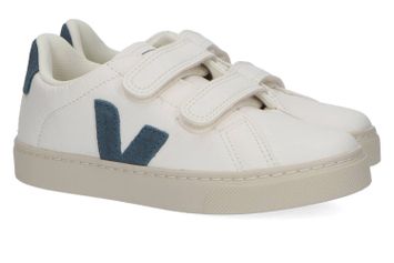 Witte lage sneakers met lichtblauwe details en velcro Esplar Veja