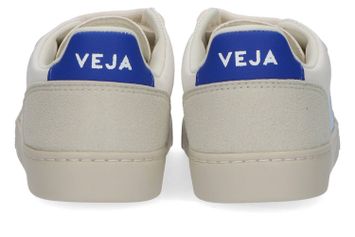Witte sneakers met blauwe details en velcro Veja
