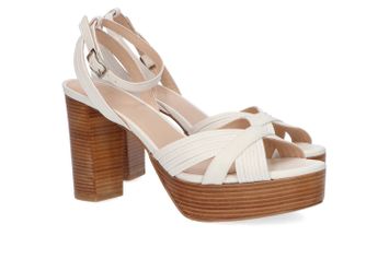 Ecru sandalen met blokhak Madras Zinda
