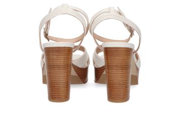 Ecru sandalen met blokhak Madras Zinda
