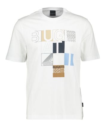 Witte katoenen t-shirt met logo opdruk Bugatti
