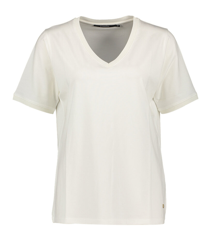 Ecru t-shirt met V-hals Floy Xandres