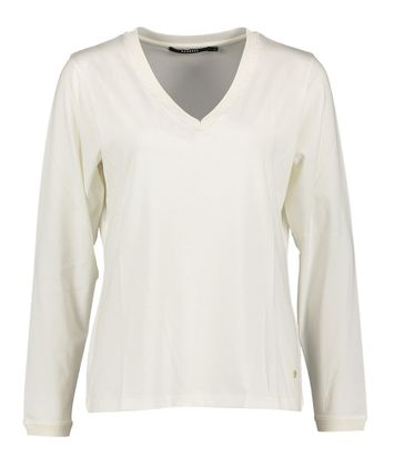 Ecru t-shirt met V-hals en lange mouwen Franki Xandres