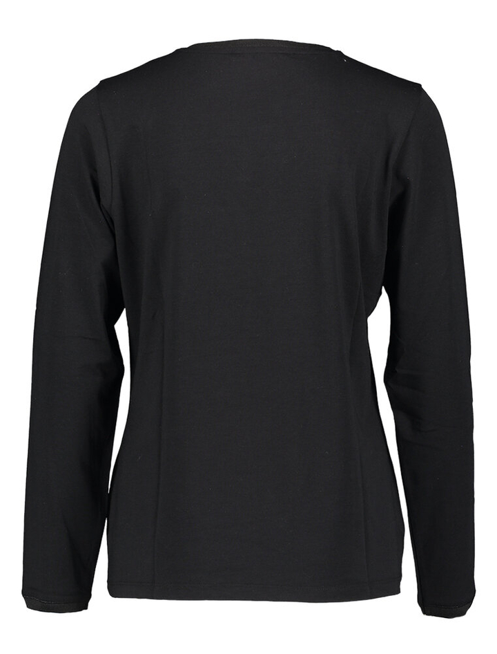 Zwarte t-shirt met V-hals en lange mouwen Franki Xandres