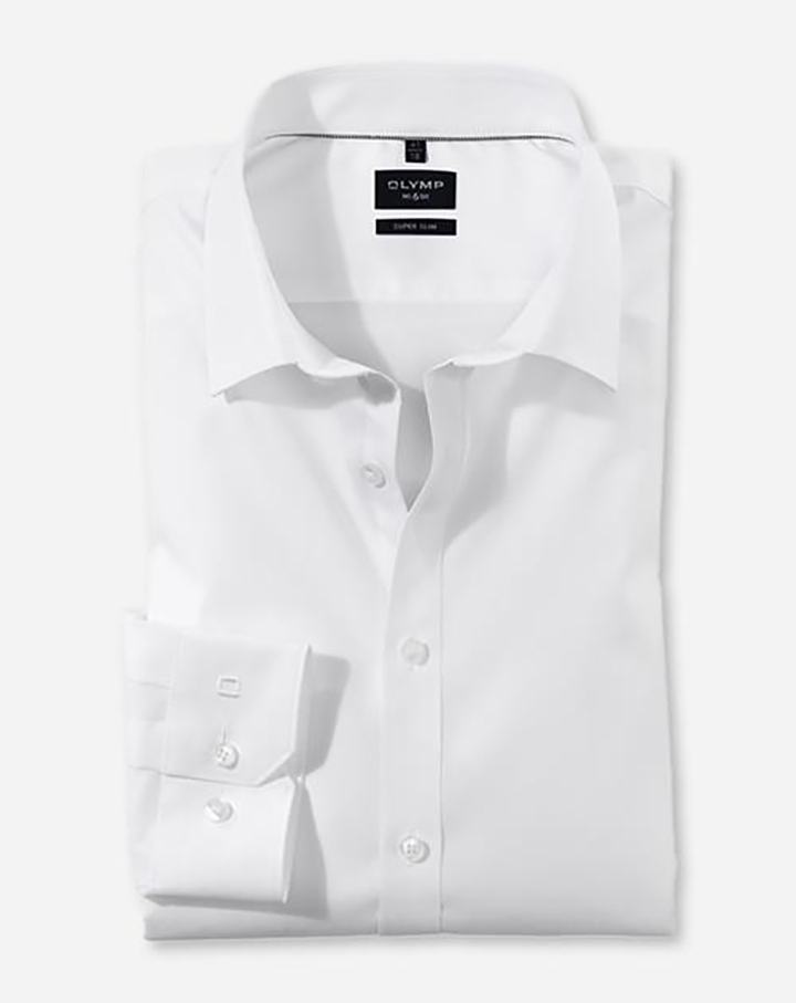Wit katoenen hemd ( super slim fit) en extra lange mouwen Olymp