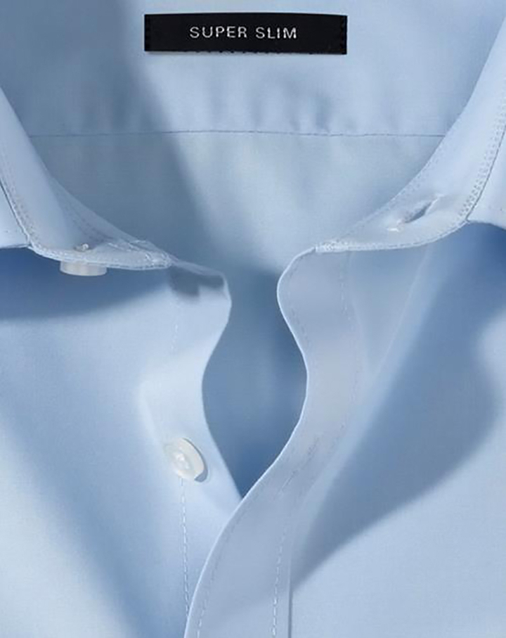 Lichtblauw katoenen hemd ( super slim fit) en extra lange mouwen Olymp