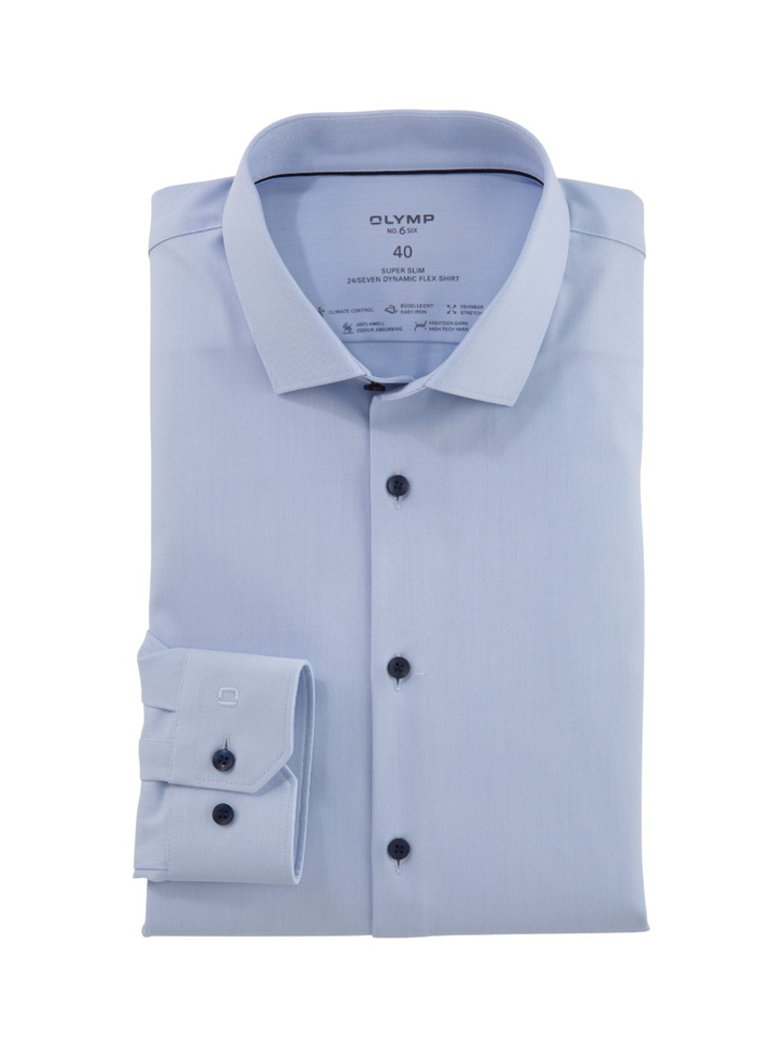 Lichtblauwe katoenen hemd ( super slim fit) en lange mouwen Olymp