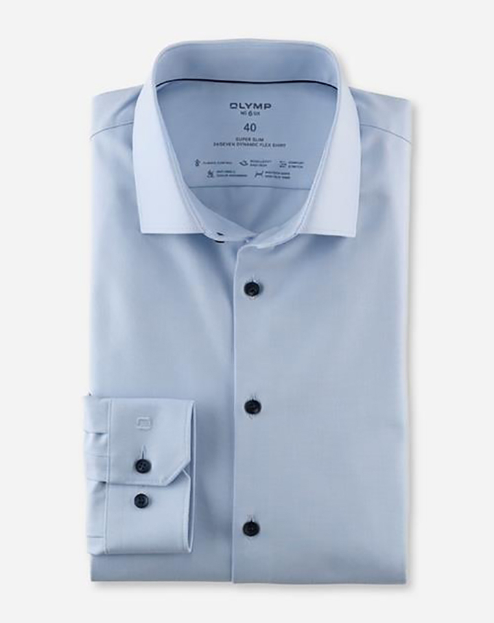 Lichtblauwe katoenen hemd ( super slim fit) en lange mouwen Olymp