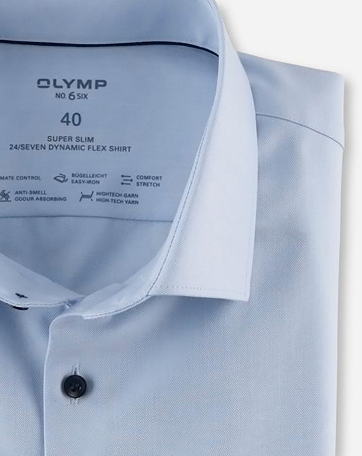 Lichtblauwe katoenen hemd ( super slim fit) en lange mouwen Olymp