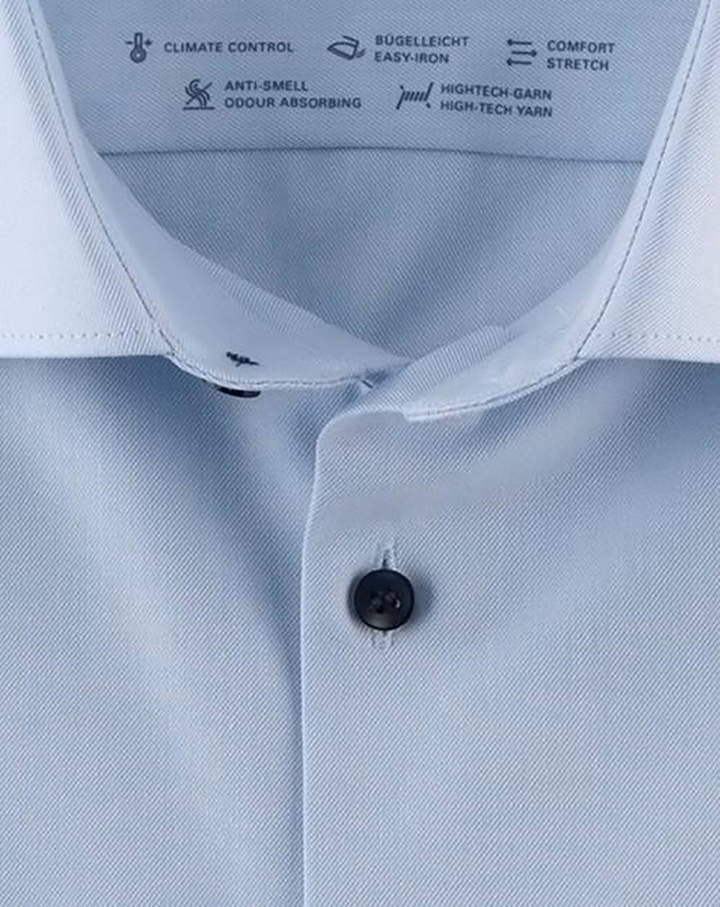 Lichtblauwe katoenen hemd ( super slim fit) en lange mouwen Olymp