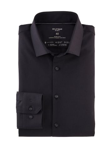 Zwart katoenen hemd ( super slim fit ) en lange mouwen olymp 