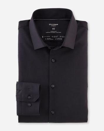 Zwart katoenen hemd ( super slim fit ) en lange mouwen olymp 