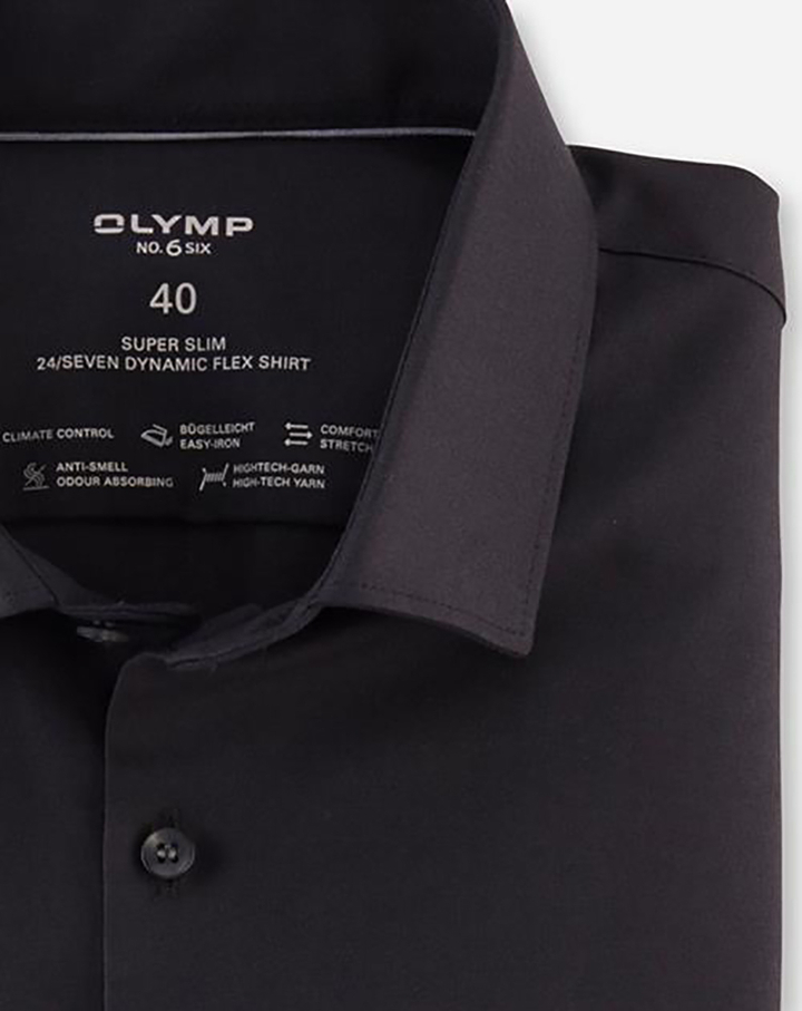 Zwart katoenen hemd ( super slim fit ) en lange mouwen olymp