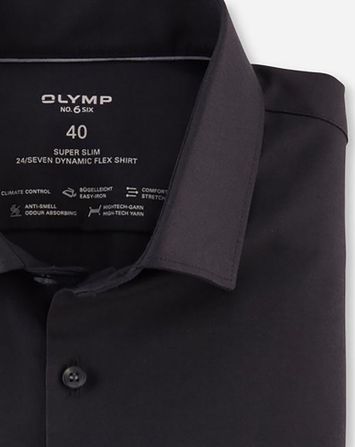 Zwart katoenen hemd ( super slim fit ) en lange mouwen olymp 