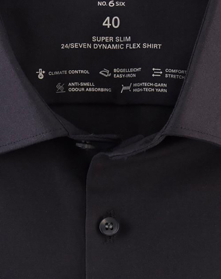 Zwart katoenen hemd ( super slim fit ) en lange mouwen olymp