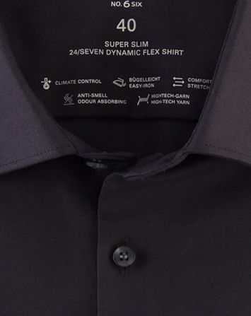 Zwart katoenen hemd ( super slim fit ) en lange mouwen olymp 