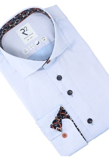 Lichtblauw katoenen hemd (slim fit) met lange mouwen R2