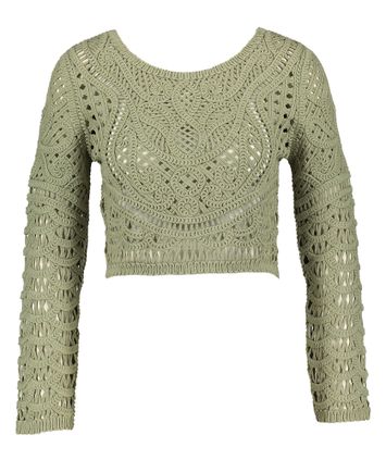 Groene gehaakte pull met boothals Marc BA&SH