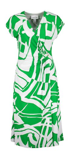 Wit kleed met groene print Joseph Ribkoff 