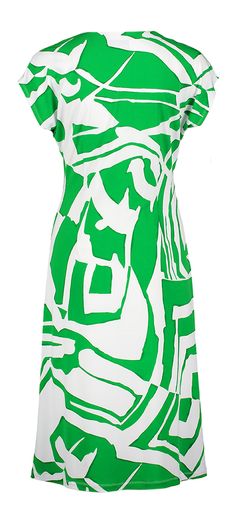 Wit kleed met groene print Joseph Ribkoff 