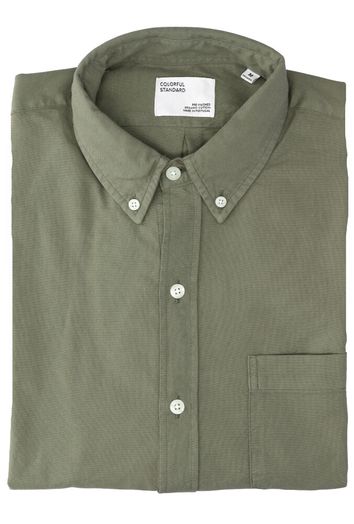 Dusty olijfgroen katoenen hemd ( regular fit) met lange mouwen Colorful Standard