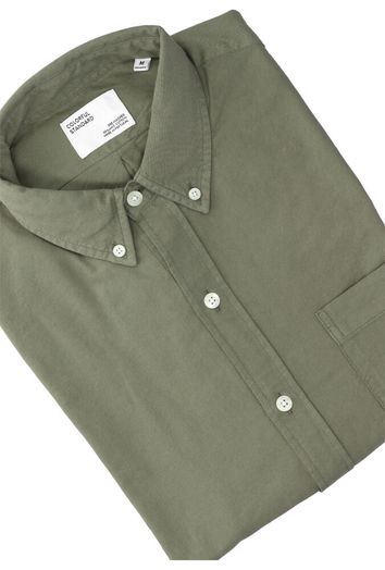 Dusty olijfgroen katoenen hemd ( regular fit) met lange mouwen Colorful Standard