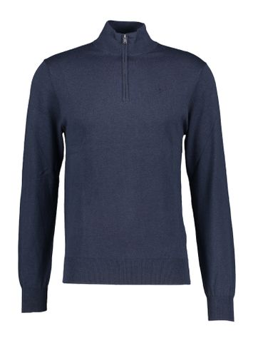 Donkerblauwe katoenen pull met korte rits Hackett