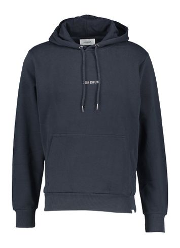 Donkerblauwe sweater met kap en merknaam Les Deux