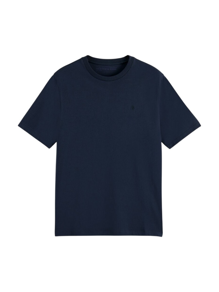 Donkerblauwe katoenen t-shirt met ronde hals Scotch & Soda