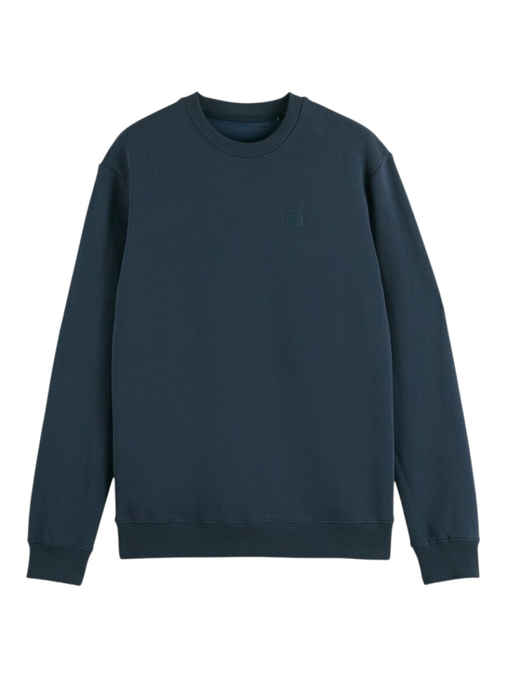 Donkerblauwe katoenen sweater met ronde hals Scotch & Soda