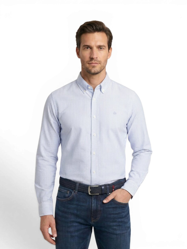Wit katoenen hemd ( regular fit ) met strepen en lange mouwen Scotch&Soda