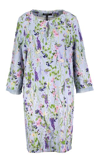 Blauwe jurk met bloemenprint Marc Cain