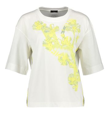 Ecru t-shirt met bloemen en strass Marcain Sport