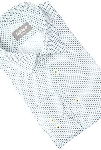 Wit katoenen hemd (regular fit) met groene print en lange mouwen 