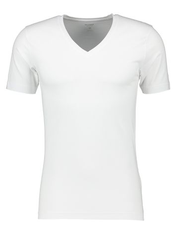 Witte t-shirt met v-hals en  korte mouwen Body Fit Olymp