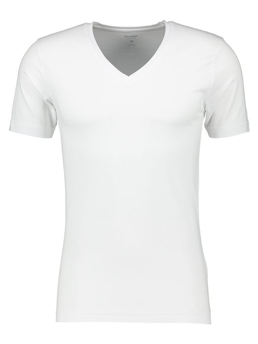 Witte t-shirt met v-hals en korte mouwen Body Fit Olymp