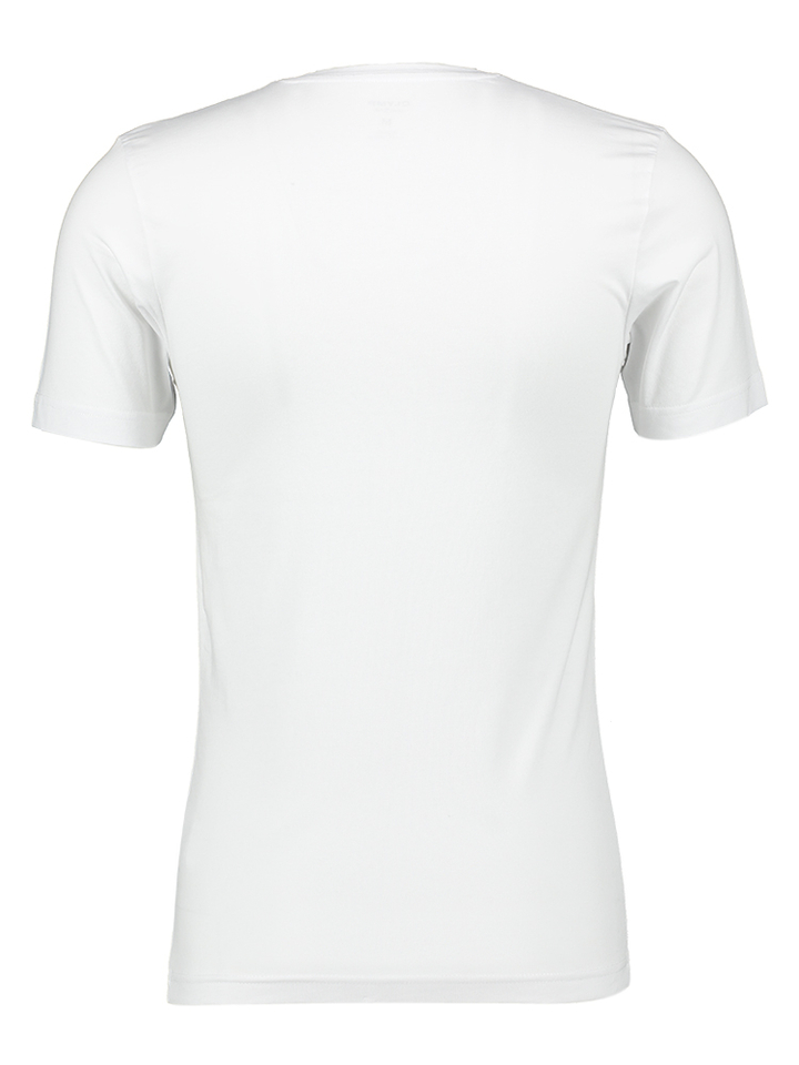 Witte t-shirt met v-hals en  korte mouwen Body Fit Olymp