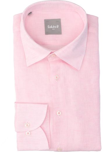 Roze linnen hemd (slim fit) en lange mouwen Fakts 
