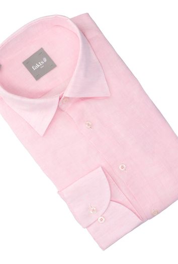 Roze linnen hemd (slim fit) en lange mouwen Fakts 