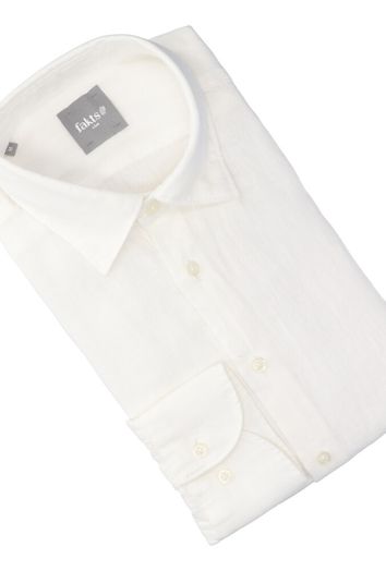 Wit linnen hemd ( slim fit) met lange mouwen Fakts 