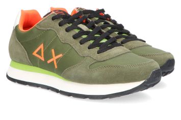 Kaki lage sneakers met fluo details Sun 68